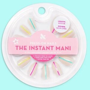 NEON LINES | Olive & June | Glue Press-Ons, Medium, Almond